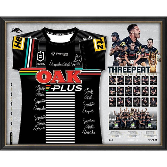 NRL 2023 Premiership - Penrith Panthers - 2023 Premiership Team Signed Split Jersey with COA - S1