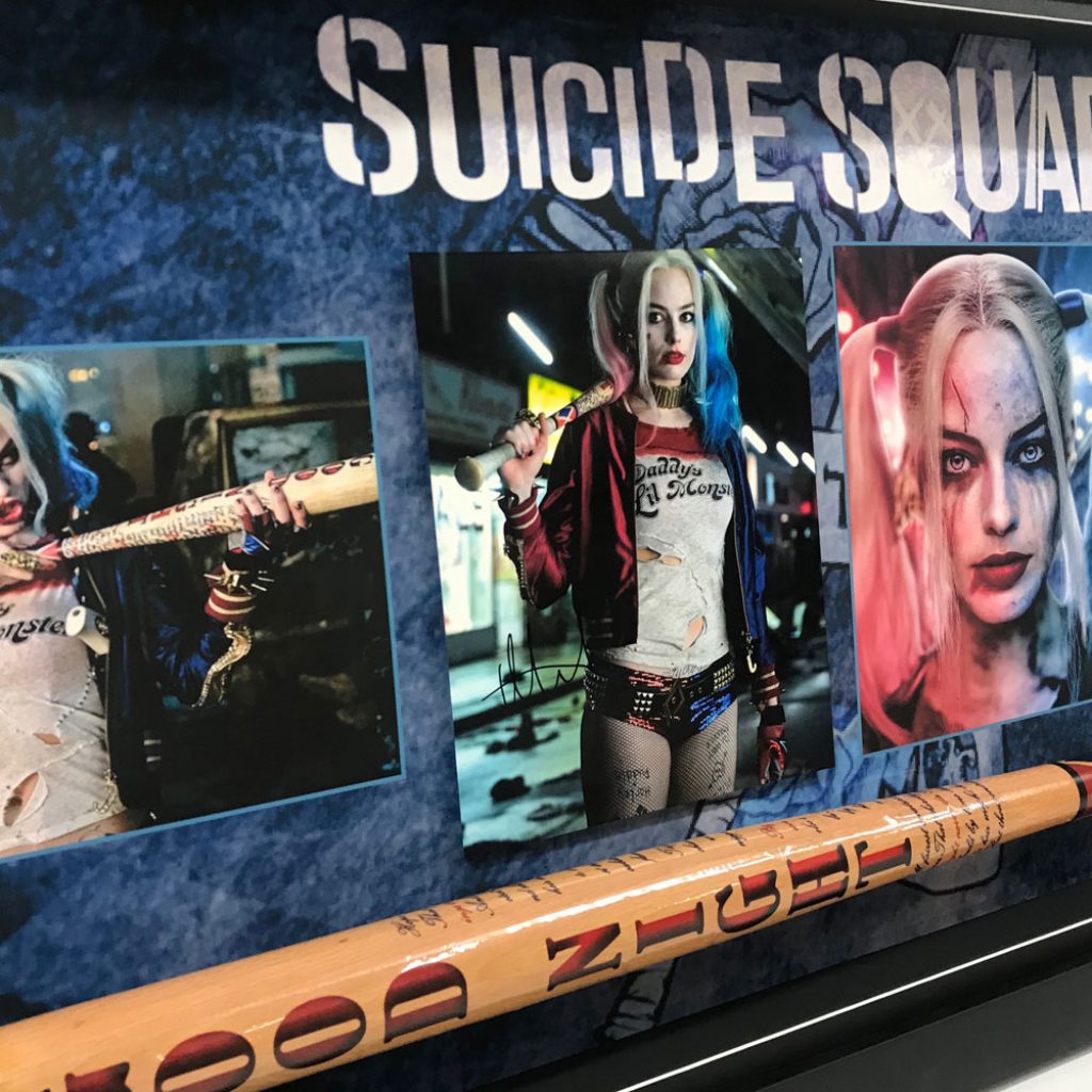 Movies - Margot Robbie - Suicide Squad Harley Quinn – Hand Signed & Framed Photograph With Goodnight Bat - S1 | Squad-Bat-2.jpg