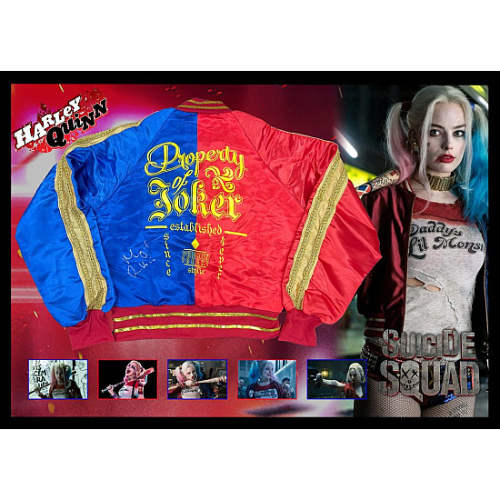 Movies - Margot Robbie - Hand Signed & Framed Suicide Squad Harley Quinn Jacket (CA COA)