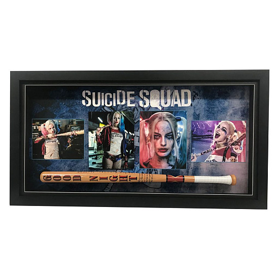 Movies - Margot Robbie - Suicide Squad Harley Quinn – Hand Signed & Framed Photograph With Goodnight Bat - S1