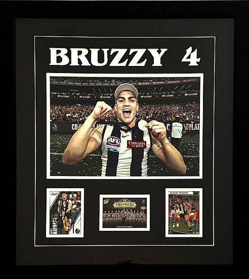 AFL 2023 Premiership - Collingwood Magpies - Brayden 'Bruzzy' Maynard - Framed and Hand Signed Collage with COA - S2