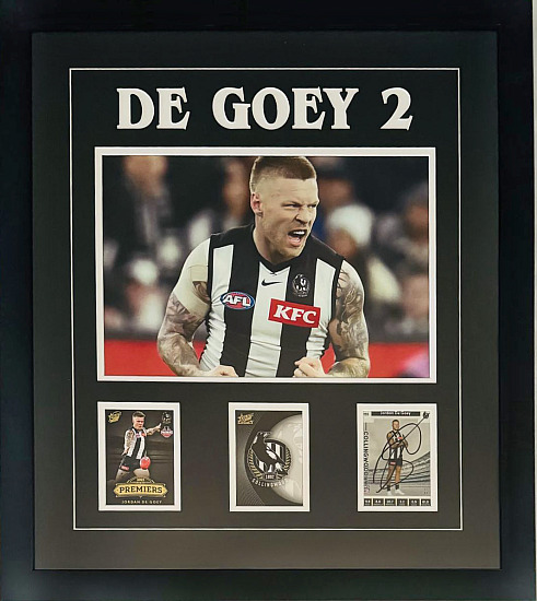 AFL 2023 Premiership - Collingwood Magpies - Jordan DeGoey - Framed and Hand Signed Collage with COA - S2